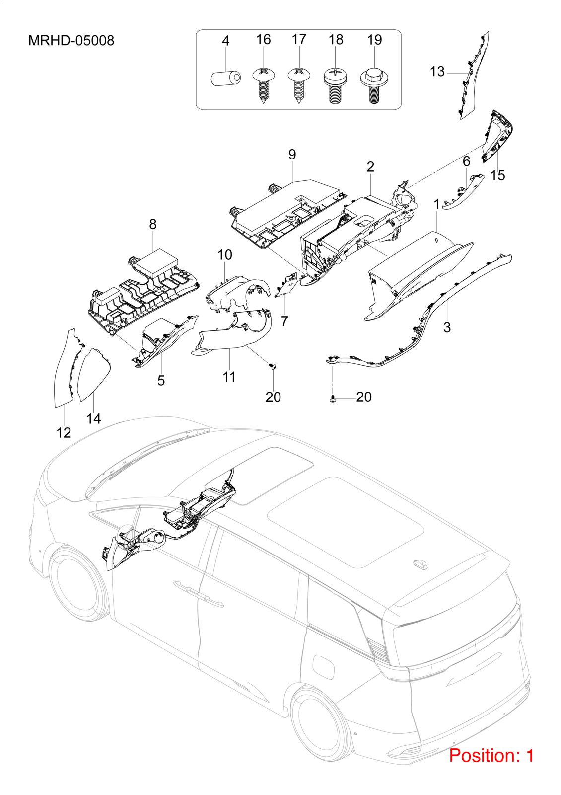 BYD Glove compartment OEM 1518039500 MRHB530301000YAY FOR DENZA 1518039500-BYD_OEM