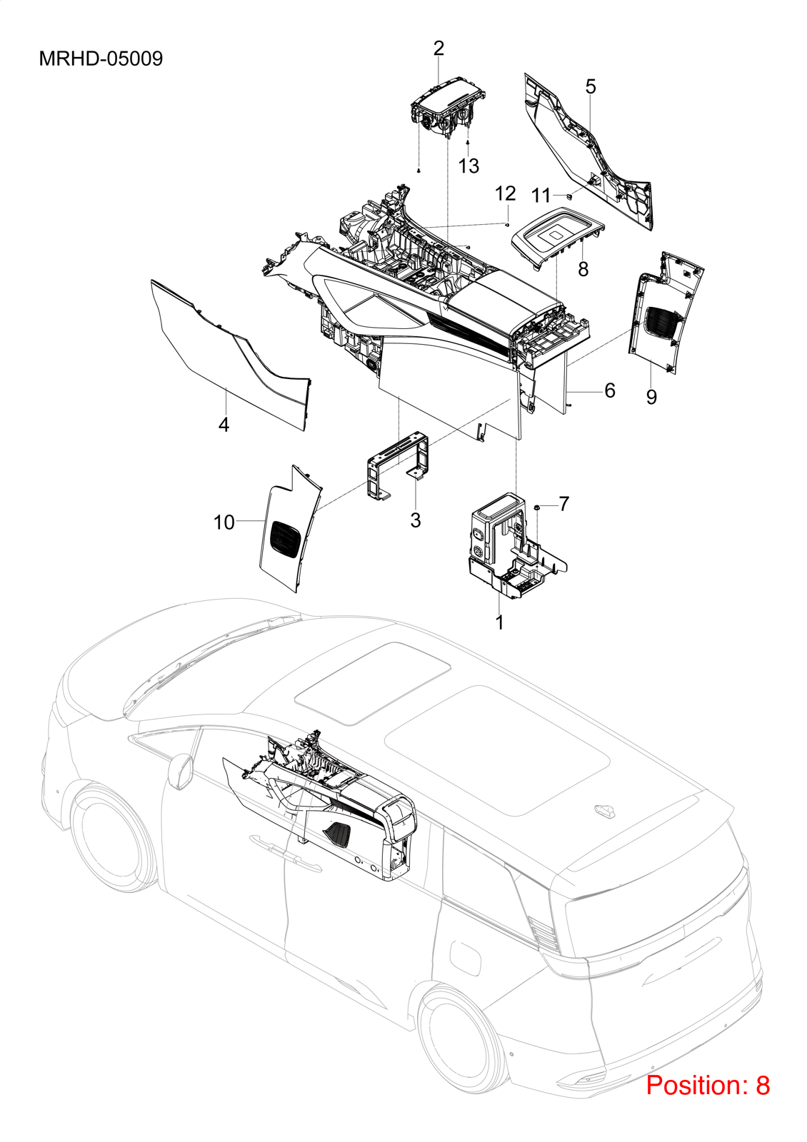 BYD Armrest box trim panel OEM 1528068200 MRHB5305510A00YAY FOR DENZA 1528068200-BYD_OEM