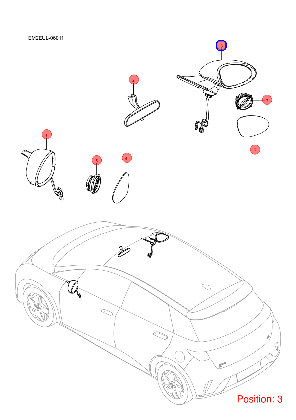 BYD Reverse mirror assembly OEM 1584417300 EM2E8202109D1 FOR Dolphin 1584417300-BYD_OEM