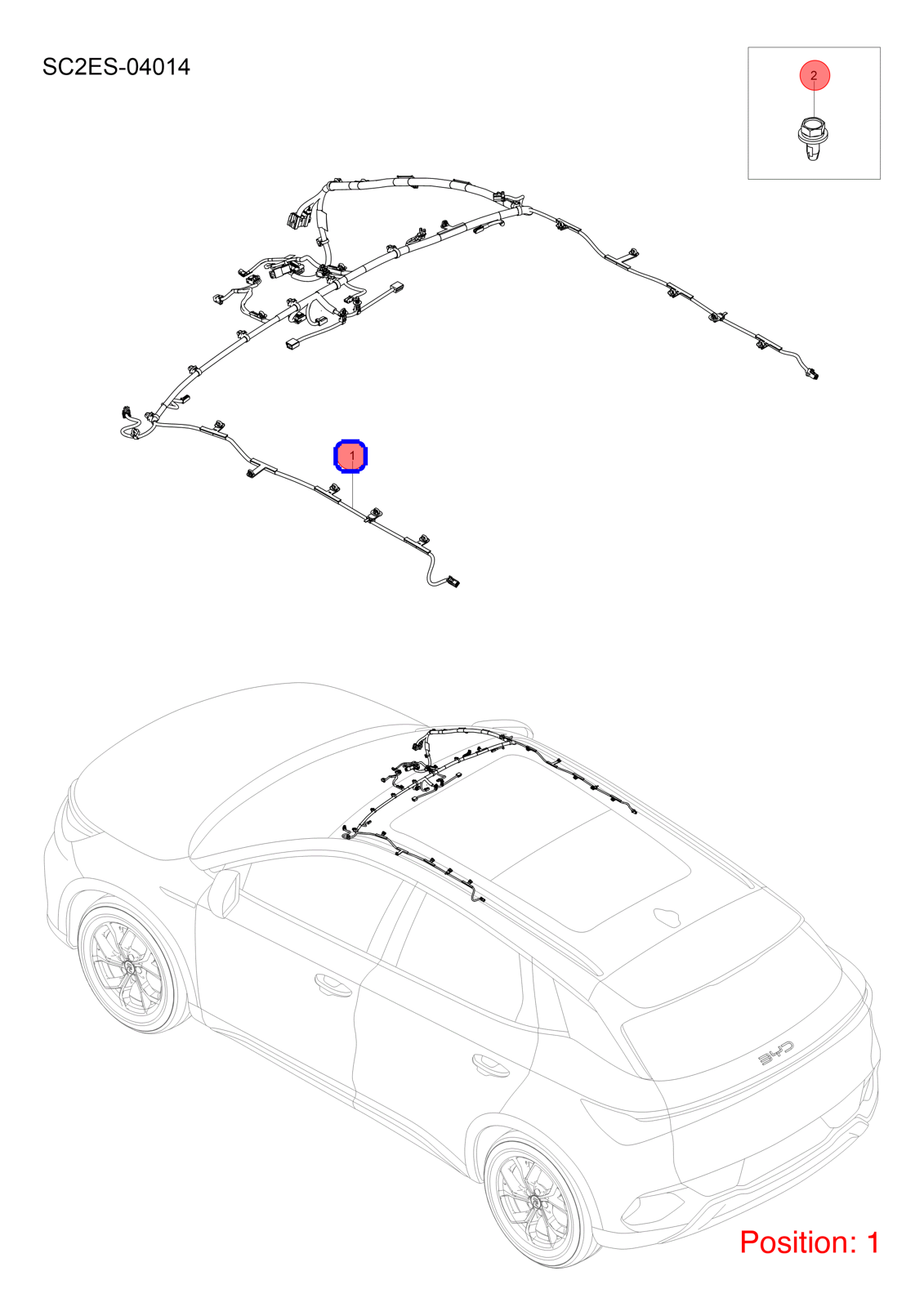 BYD Roof wiring harness OEM 1590608900 SC2EAH4002800A FOR Atto3 Yuan 1590608900-BYD_OEM