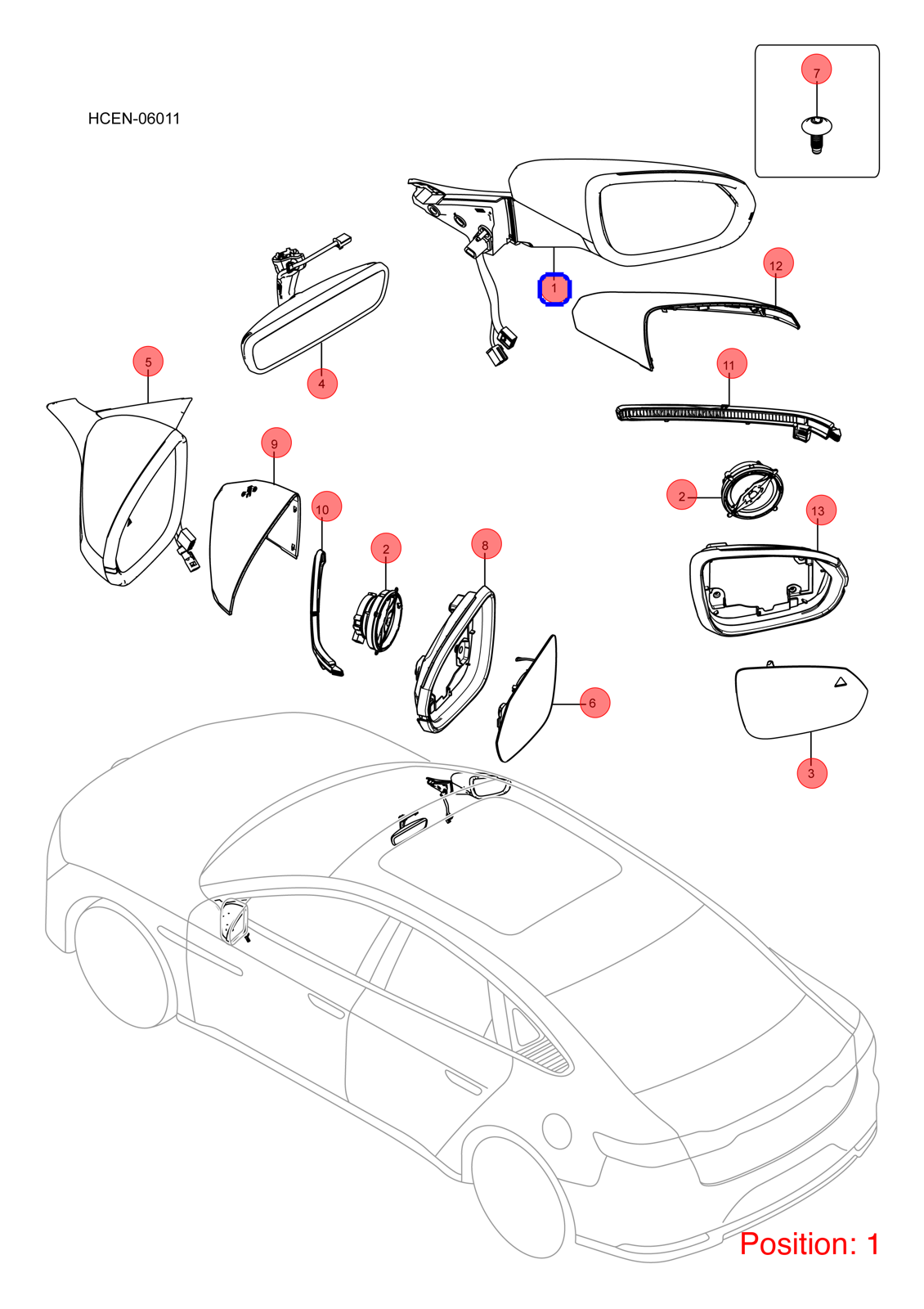 BYD Reverse mirror assembly OEM 1655027100 HCHP8202109 FOR Han 1655027100-BYD_OEM