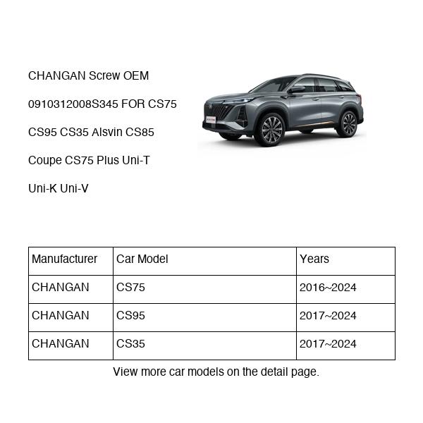 CHANGAN Screw OEM 0910312008S345 Q0910312008S345 FOR CS75 CS95 CS35 Alsvin CS85 Uni-T Uni-K Uni-V 0910312008S345-CHANGAN_OEM