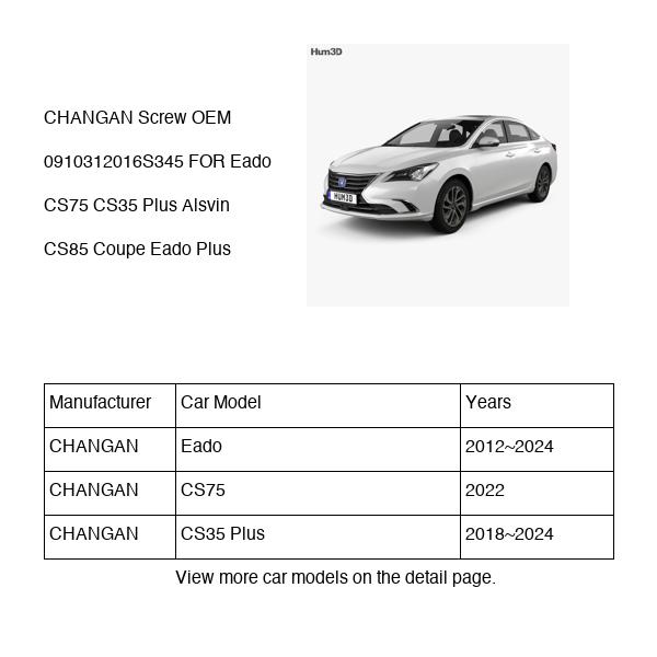 CHANGAN Screw OEM 0910312016S345 B2110400700 FOR Eado CS75 CS35 Alsvin CS85 0910312016S345-CHANGAN_OEM