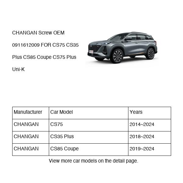 CHANGAN Screw OEM 0911612009 S3010510900 FOR CS75 CS35 CS85 Uni-K 0911612009-CHANGAN_OEM