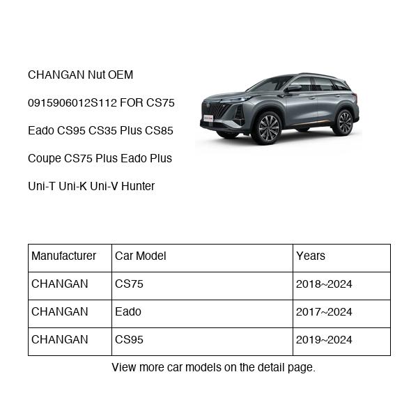 CHANGAN Nut OEM 0915906012S112 Q0915906012S112 FOR CS75 Eado CS95 CS35 CS85 Uni-T Uni-K Uni-V Hunter 0915906012S112-CHANGAN_OEM