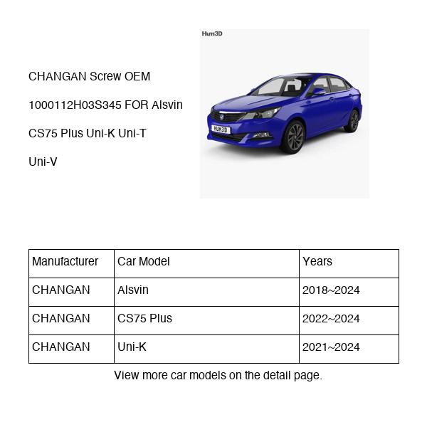 CHANGAN Screw OEM 1000112H03S345 EA0150501 FOR Alsvin CS75 Uni-K Uni-T Uni-V 1000112H03S345-CHANGAN_OEM