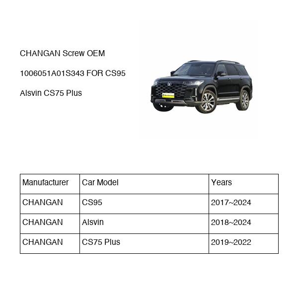 CHANGAN Screw OEM 1006051A01S343 EA0030501 FOR CS95 Alsvin CS75 1006051A01S343-CHANGAN_OEM