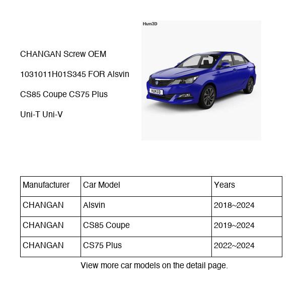 CHANGAN Screw OEM 1031011H01S345 FOR Alsvin CS85 CS75 Uni-T Uni-V 1031011H01S345-CHANGAN_OEM