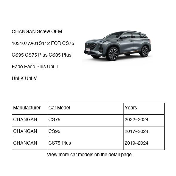 CHANGAN Screw OEM 1031077A01S112 D20T0300700 FOR CS75 CS95 CS35 Eado Uni-T Uni-K Uni-V 1031077A01S112-CHANGAN_OEM