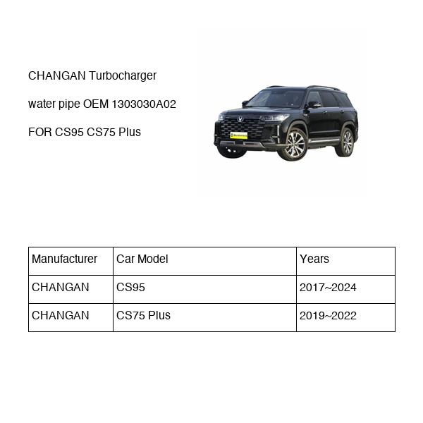 CHANGAN Turbocharger water pipe OEM 1303030A02 D20T0101300 FOR CS95 CS75 1303030A02-CHANGAN_OEM