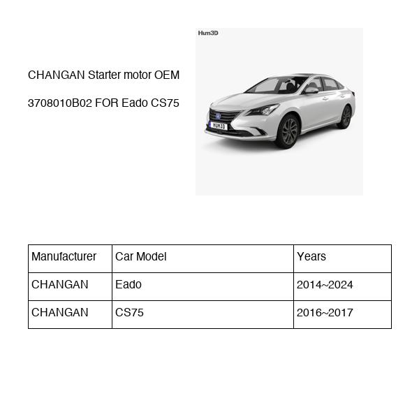 CHANGAN Starter motor OEM 3708010B02 H15T0131800 FOR Eado CS75 3708010B02-CHANGAN_OEM