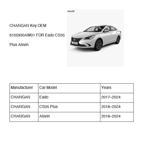 CHANGAN Key OEM 6105930AW01 S111F2807020302 FOR Eado CS35 Alsvin 6105930AW01-CHANGAN_OEM