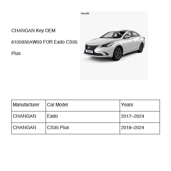 CHANGAN Key OEM 6105930AW03 S2010340801 FOR Eado CS35 6105930AW03-CHANGAN_OEM