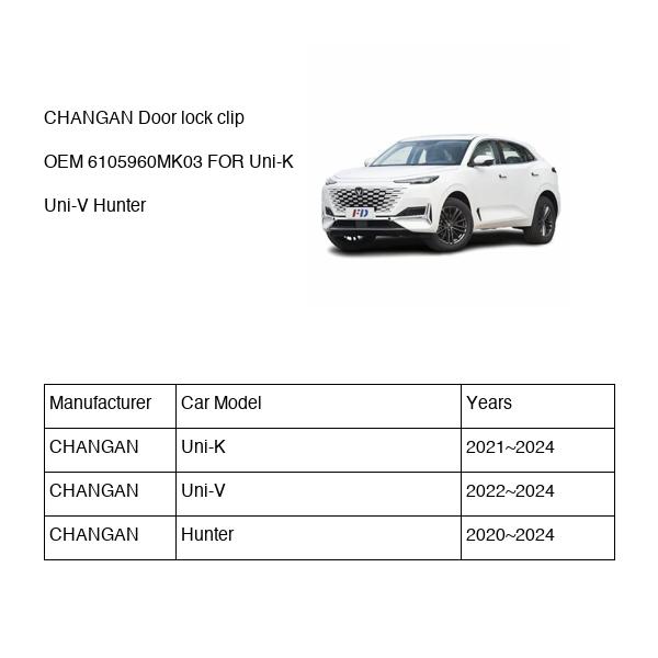 CHANGAN Door lock clip OEM 6105960MK03 B316F2706030600 FOR Uni-K Uni-V Hunter 6105960MK03-CHANGAN_OEM