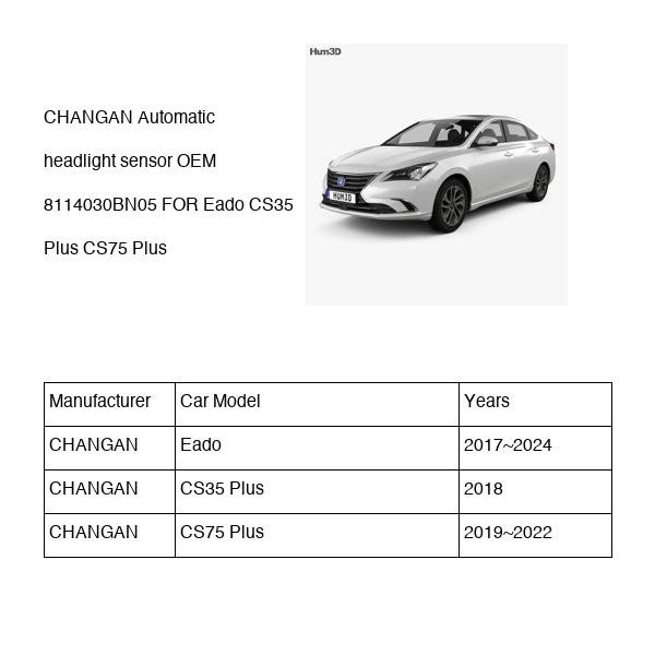 CHANGAN Automatic headlight sensor OEM 8114030BN05 C211F2801031601 FOR Eado CS35 CS75 8114030BN05-CHANGAN_OEM