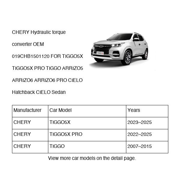 CHERY Hydraulic torque converter OEM 019CHB1501120 FOR TIGGO5X TIGGO ARRIZO5 ARRIZO6 CIELO 019CHB1501120-CHERY_OEM