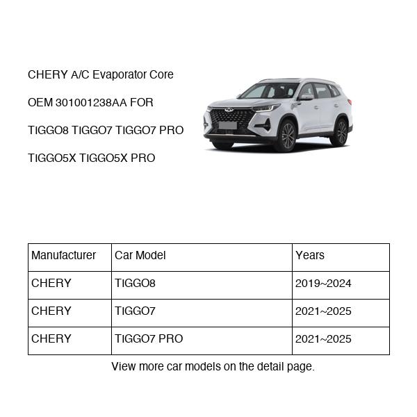 CHERY A/C Evaporator Core OEM 301001238AA FOR TIGGO8 TIGGO7 TIGGO5X 301001238AA-CHERY_OEM