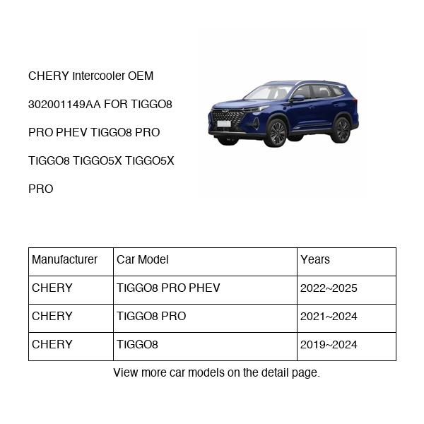 CHERY Intercooler OEM 302001149AA FOR TIGGO8 TIGGO5X 302001149AA-CHERY_OEM