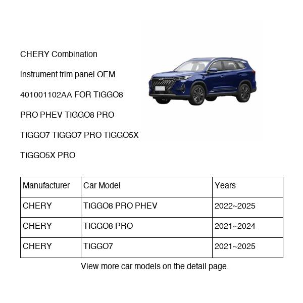 CHERY Combination instrument trim panel OEM 401001102AA FOR TIGGO8 TIGGO7 TIGGO5X 401001102AA-CHERY_OEM