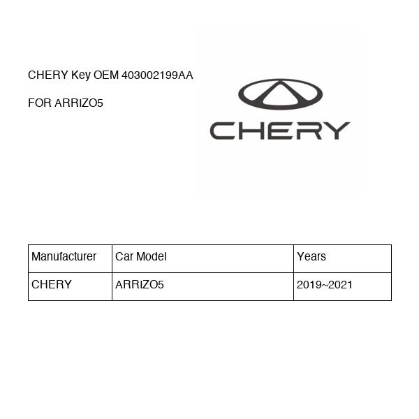 CHERY Key OEM 403002199AA FOR ARRIZO5 403002199AA-CHERY_OEM