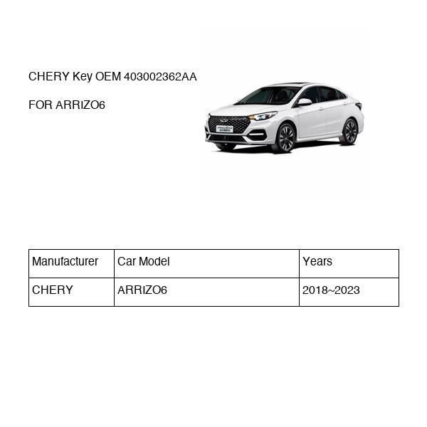 CHERY Key OEM 403002362AA FOR ARRIZO6 403002362AA-CHERY_OEM