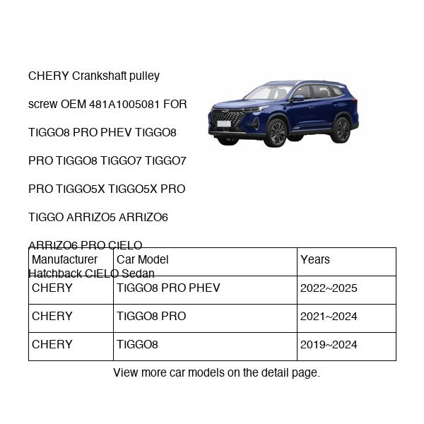 CHERY Crankshaft pulley screw OEM 481A1005081 FOR TIGGO8 TIGGO7 TIGGO5X TIGGO ARRIZO5 ARRIZO6 CIELO 481A1005081-CHERY_OEM
