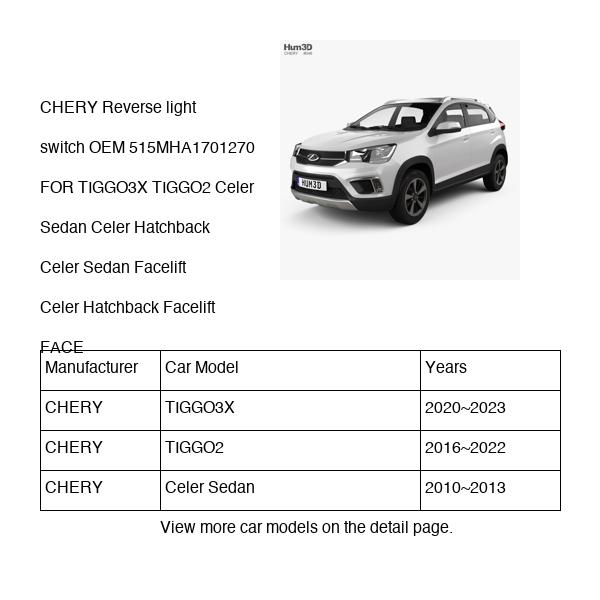 CHERY Reverse light switch OEM 515MHA1701270 FOR TIGGO3X TIGGO2 Celer FACE 515MHA1701270-CHERY_OEM