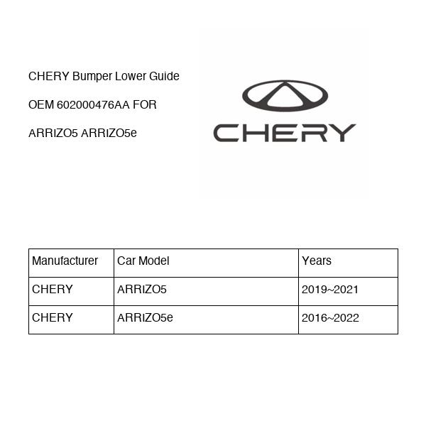 CHERY Bumper Lower Guide OEM 602000476AA FOR ARRIZO5 ARRIZO5e 602000476AA-CHERY_OEM