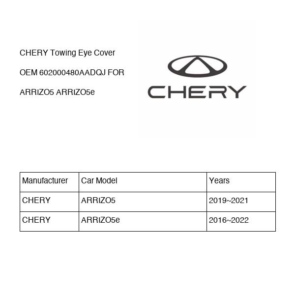 CHERY Towing Eye Cover OEM 602000480AADQJ FOR ARRIZO5 ARRIZO5e 602000480AADQJ-CHERY_OEM