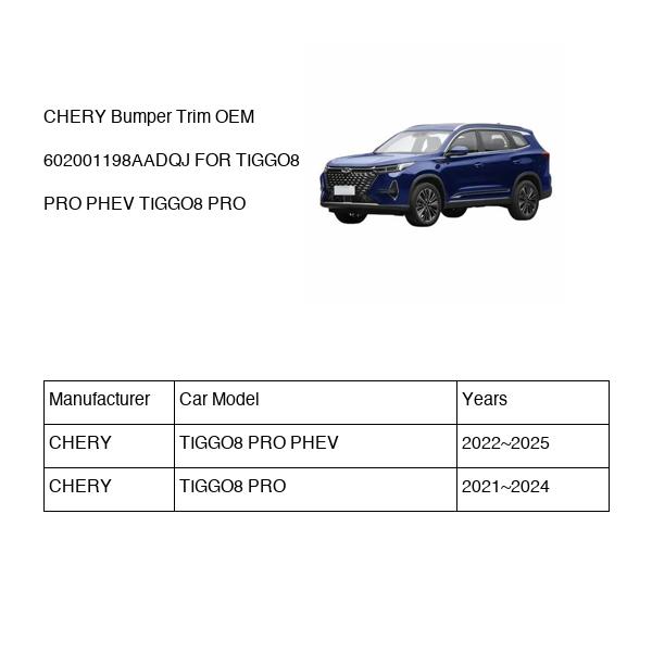 CHERY Bumper Trim OEM 602001198AADQJ FOR TIGGO8 602001198AADQJ-CHERY_OEM