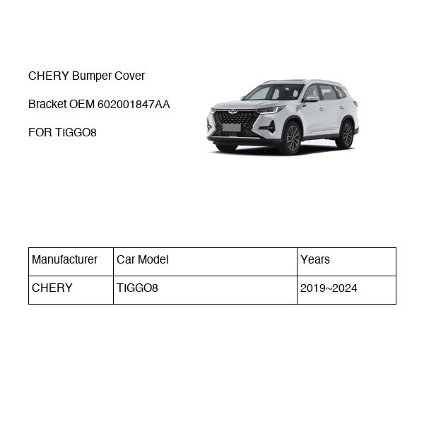 CHERY Bumper Cover Bracket OEM 602001847AA FOR TIGGO8 602001847AA-CHERY_OEM