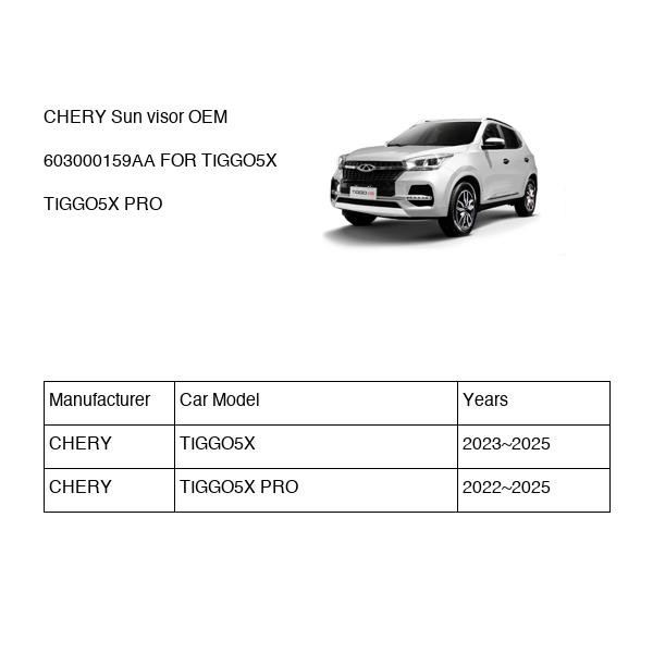 CHERY Sun visor OEM 603000159AA FOR TIGGO5X 603000159AA-CHERY_OEM