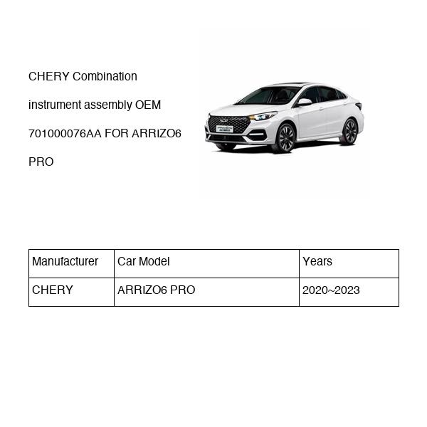 CHERY Combination instrument assembly OEM 701000076AA FOR ARRIZO6 701000076AA-CHERY_OEM