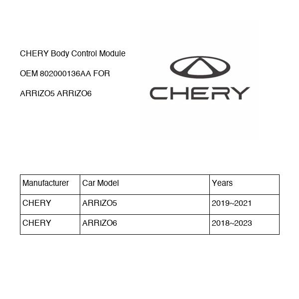 CHERY Body Control Module OEM 802000136AA FOR ARRIZO5 ARRIZO6 802000136AA-CHERY_OEM