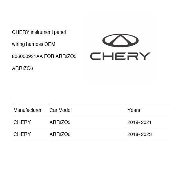 CHERY Instrument panel wiring harness OEM 806000921AA FOR ARRIZO5 ARRIZO6 806000921AA-CHERY_OEM