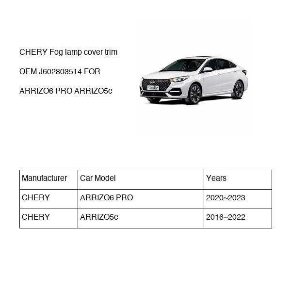 CHERY Fog lamp cover trim OEM J602803514 FOR ARRIZO6 ARRIZO5e J602803514-CHERY_OEM