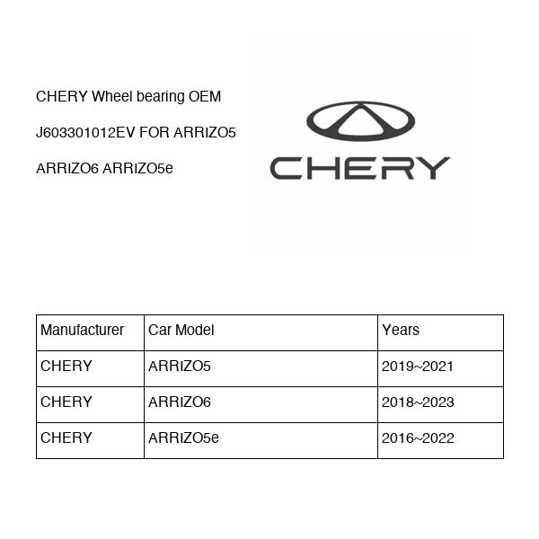 CHERY Wheel bearing OEM J603301012EV FOR ARRIZO5 ARRIZO6 ARRIZO5e J603301012EV-CHERY_OEM