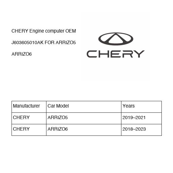 CHERY Engine computer OEM J603605010AK FOR ARRIZO5 ARRIZO6 J603605010AK-CHERY_OEM