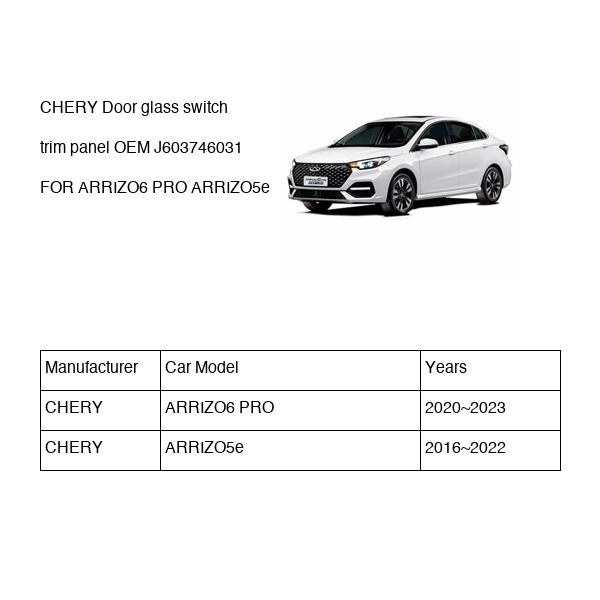 CHERY Door glass switch trim panel OEM J603746031 FOR ARRIZO6 ARRIZO5e J603746031-CHERY_OEM