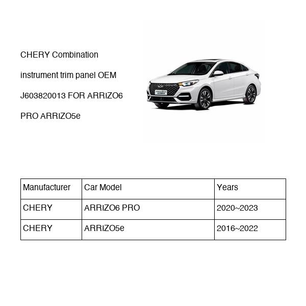 CHERY Combination instrument trim panel OEM J603820013 FOR ARRIZO6 ARRIZO5e J603820013-CHERY_OEM
