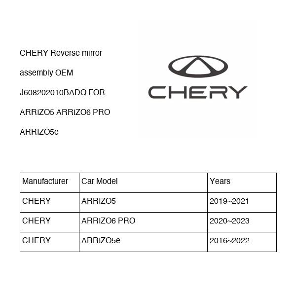 CHERY Reverse mirror assembly OEM J608202010BADQ FOR ARRIZO5 ARRIZO6 ARRIZO5e J608202010BADQ-CHERY_OEM