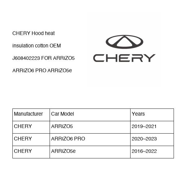 CHERY Hood heat insulation cotton OEM J608402223 FOR ARRIZO5 ARRIZO6 ARRIZO5e J608402223-CHERY_OEM