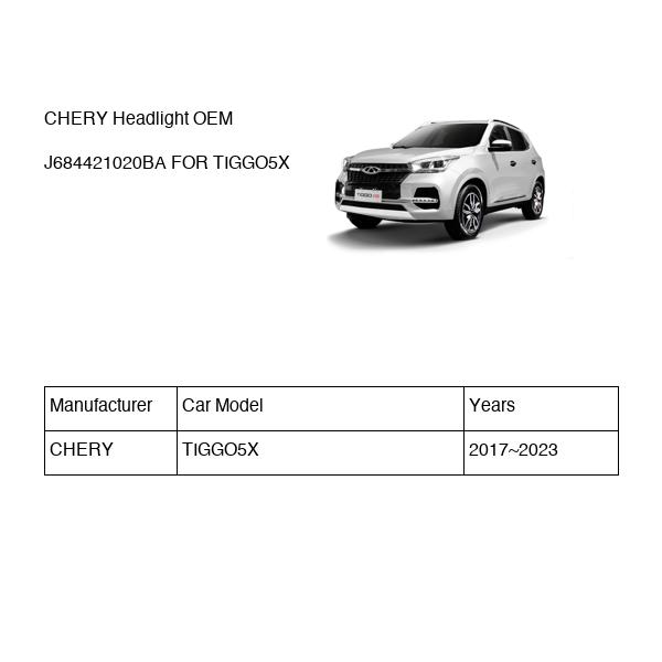 CHERY Headlight OEM J684421020BA FOR TIGGO5X J684421020BA-CHERY_OEM