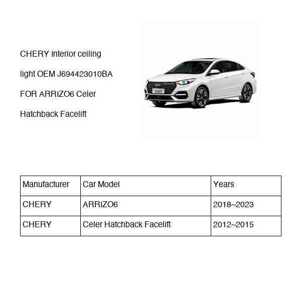 CHERY Interior ceiling light OEM J694423010BA FOR ARRIZO6 Celer J694423010BA-CHERY_OEM