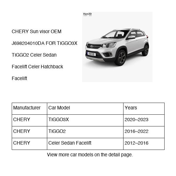 CHERY Sun visor OEM J698204010DA FOR TIGGO3X TIGGO2 Celer J698204010DA-CHERY_OEM