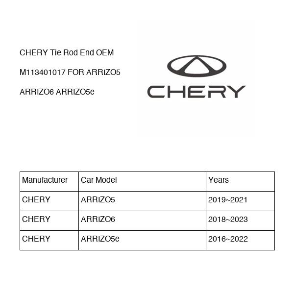 CHERY Tie Rod End OEM M113401017 FOR ARRIZO5 ARRIZO6 ARRIZO5e M113401017-CHERY_OEM