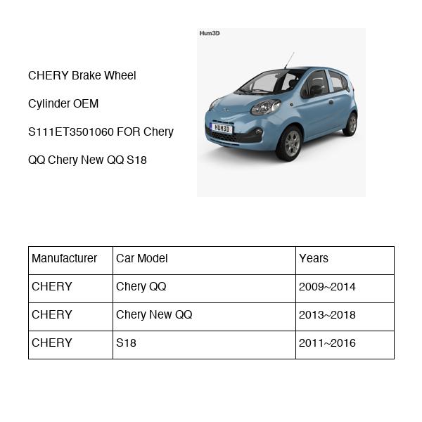 CHERY Brake Wheel Cylinder OEM S111ET3501060 FOR Chery S18 S111ET3501060-CHERY_OEM