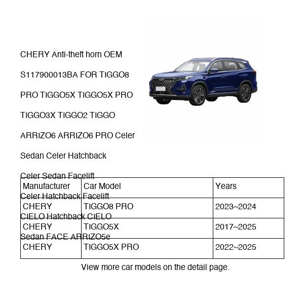 CHERY Anti-theft horn OEM S117900013BA FOR TIGGO8 TIGGO5X TIGGO3X TIGGO2 TIGGO ARRIZO6 Celer CIELO FACE ARRIZO5e S117900013BA-CHERY_OEM