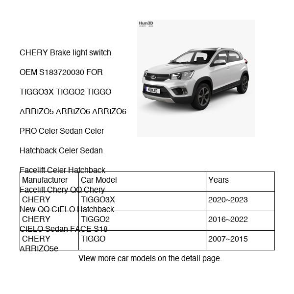CHERY Brake light switch OEM S183720030 FOR TIGGO3X TIGGO2 TIGGO ARRIZO5 ARRIZO6 Celer Chery CIELO FACE S18 ARRIZO5e S183720030-CHERY_OEM