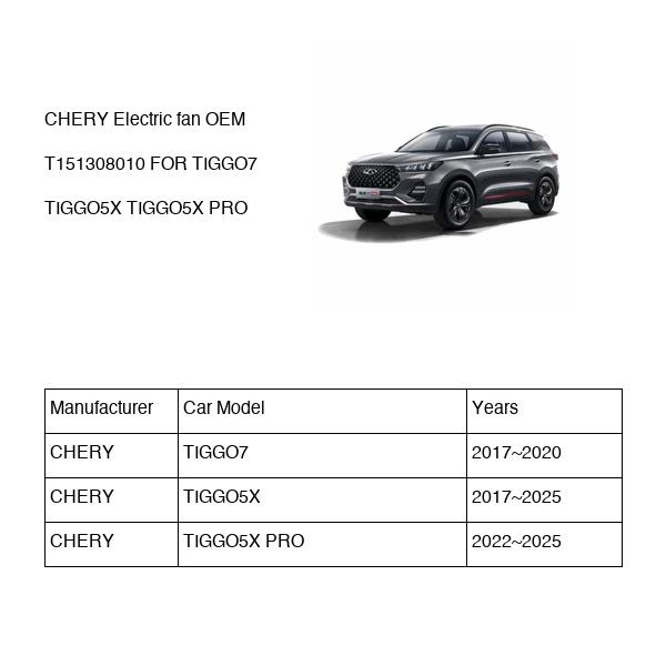 CHERY Electric fan OEM T151308010 FOR TIGGO7 TIGGO5X T151308010-CHERY_OEM